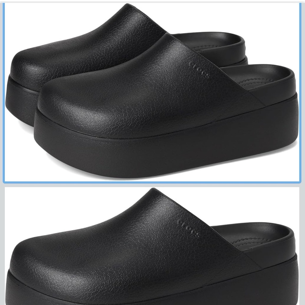 Black Croc Platform Clogs